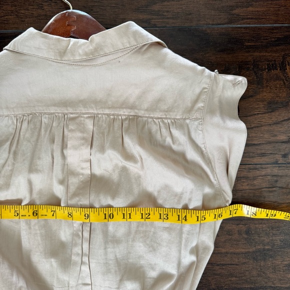 Zara Safari Style Dress W M Tan button up belted collared cap sleeve rare style - Picture 9 of 12